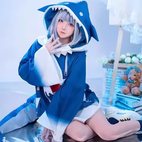 Anime Hololive Gawr Gura Cosplay Costume ENG Shark Costume for Women Men Halloween Youtuber Cosplay 