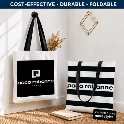 Brand Logo Paco Rabanne Storage Bags Polyester Canvas Tote Lightweight Foldable Reusable Shopping Ba