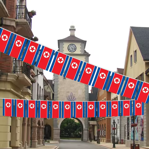 SKY FLAG North Korea bunting flags 14x21cm 20pcs/lot North Korea String flags Pennant Banner Festiva