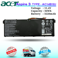 (ส่งฟรี ประกัน 1 ปี) Acer แบตเตอรี่ Acer Aspire 3 A315-55G E15 ES1-512 ES1-522 ES1-571 Series AC14B18J ของแท้