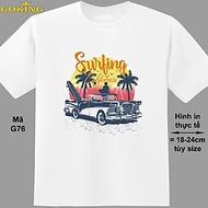 Surfing California, mã G76. Áo thun du lịch siêu đẹp. Áo phông hàng hiệu GOKING cho nam nữ, trẻ em, 