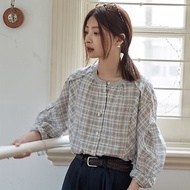 格紋燈籠袖襯衫|襯衫|春夏款|Sora-1480