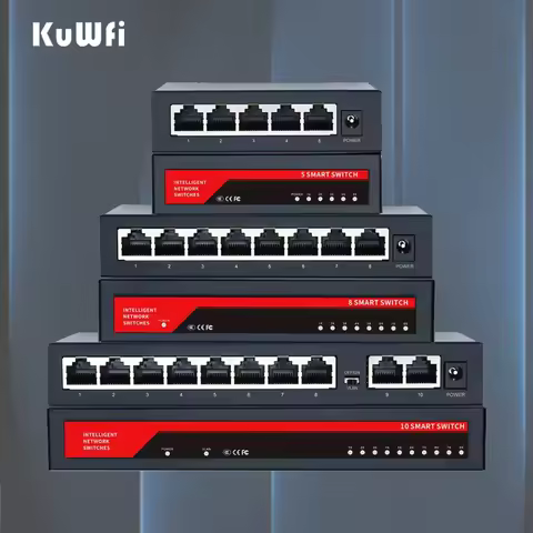 KuWFi Network Switch 10 Ports Gigabit Swich POE 8 5 Port 1000Mbps Ethernet Switch Network Splitter R