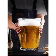 Jumbo beer hoegaarden large thick hexagon party glass mug