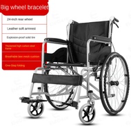 วีลแชร์ รถเข็นผู้ป่วย รุ่นมาตรฐานโรงพยาบาล รุ่นขายดี พับได้ โครงแข็งแรง รับน้ำหนักได้เยอะ (Wheelchair ผู้พิการ คนชรา) 〖รับประกัน 5 ปี〗Wheelchair 16/24นิ้ว วีลแชร์ การพับ Walker กรอบสแตนเลส สําหรับผู้สูงอายุ/ผู้ป่วย/คนพิการ