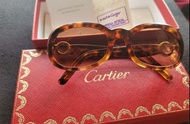 Cartier 卡地亞女款復古玳瑁色黑超眼鏡太陽眼鏡