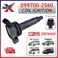 (100% ORIGINAL) DENSO 099700-2560 Ignition Coil 4 pin plug (1 PCS) TOYOTA CAMRY Vellfire Alphard Cor