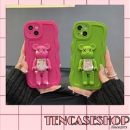 [ Yes ip 15 ] ip pro camera case WAVY NEON GREEN - NEON PINK with embossed kaws pattern for ip [Code