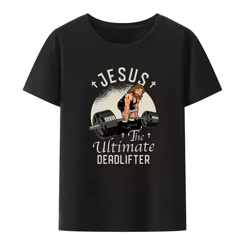 Moshi Jesus Desu Funny T-shirt Tee Short-sleeve Breathable Casual Tops Pattern Roupas Masculinas Kos