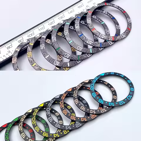 38x30.6mm Tilted Carbon Fiber Design Ceramic Bezel Insert For Seiko GMT/SUB NH35 Watch Replacement B