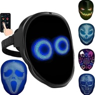 Boywithuke Bluetooth LED Glowing Mask Gesture Face-Changing Custom Editing Halloween Glowing Mask