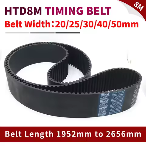HTD 8M Timing Belt 8M Belt Length 1956mm to 2652mm 20mm 30mm HTD8M Toothed Belt HTD8M 25mm 40mm 50mm