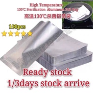 100pc 17cm*23cm‼️ Ready stock‼️ High Temperature 130℃ Sterilization Aluminum Foil Bag高温130℃杀菌铝箔袋