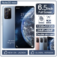 【New Product】N30 Smartphone 12GB RAM + 512GB ROM 6.5 Inch Full Screen Dual SIM HD Camera 5G Phone Support Game Phone Android Phone COD Low Price Original Price