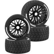 RC Wheels and Tires for 1/7 Felony 6S BLX,RC Highway Wheel Rubber Tires,4PCS RC Drift Car Highway Ti