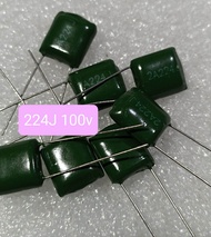 10BUAH KAPASITOR MILAR 224J 100V HIJAU Mylar 224 J 100 volt 100 VOLT