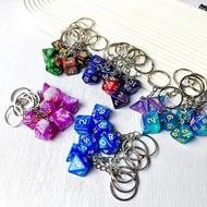 GANTUNGAN Dungen and dragon Dice Keychain DND Glacier Dice Premium High Quality Polyhedral Keychain