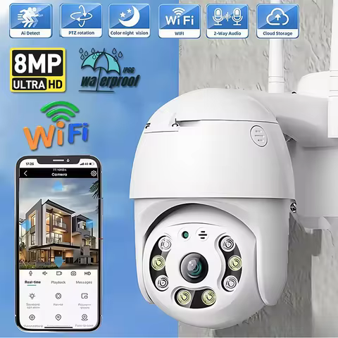 V380 Pro Security Camera 4K 8MP Ultra HD WIFI PTZ Dual Light Surveillance Camera Outdoor Wireless WI