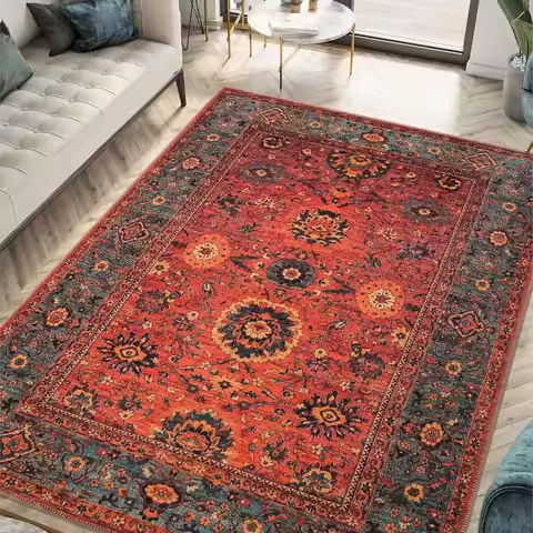 9x12 Rug - Machine Washable Area Rug with Non-Slip Backing, Ideal for Living Room, Dining Room, Bedr
