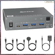 [L E U R]  4K USB C KVM Switch 2 Monitors 2 Computers,4K@60Hz Dual Monitor USB 3.0 USB Typc C KVM Sw