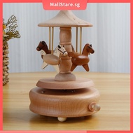 Carousel Music Box Retro Wooden Carousel Music Box Handmade Carousel Horse Music Box Beech Wood Rota