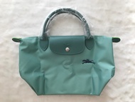 100% Genuine goods longchamp Le Pliage Green Handbag S foldable green short handle waterproof Canvas Shoulder Bags small size Tote Bag L1621919P65 Lake Green color