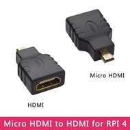 Raspberry Pi ตัวแปลงวิดีโอชาย-หญิง Micro HDMI-Compatible &amp; Mini HDMI-Compatible Adapter สำหรับ RPI 4หรือ RPI Zero