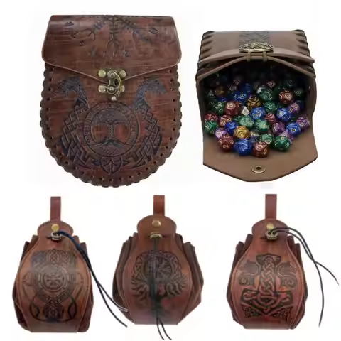 1 PCS PU Leather Bag For DND Dice Game Tray 5 Celtic Designs Cute Drawstring Pouch For D&D Roleplayi