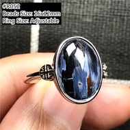 Genuine Natural Blue Pietersite Ring Jewelry For Women Man Crystal Oval Beads Silver Namibia Energy