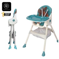Prado EZI Baby High Chair Foldable With Dual Tray And Toy Basket Baby High Chair Child Booster Seat Feeding Eat Dining
