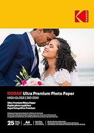 KODAK Ultra Premium Photo Paper - Glossy Photo Paper, Pack of 25 Sheets, A4 Format (21 x 29.7 cm), 2