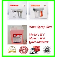 K5 and New  K6 Wireless Nano Atomizer spray Disinfection spray Gun Sanitizer spray machine +  Quat Sanitizer (5 Liters)