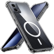 For Motorola G34 Case Airbag Magnetic waterproof Transparent Fall precision Case for Moto G34 Back C