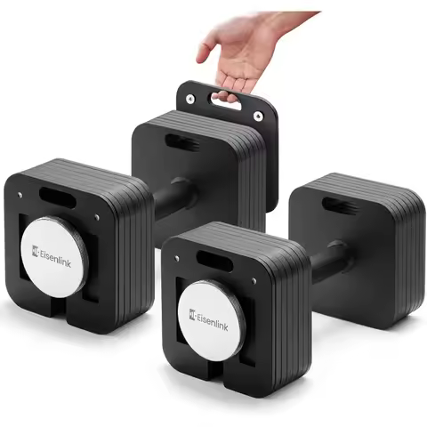 Eisenlink Adjustable Dumbbell Set,10-50/80lb, 5lb Increments,Quick-Lock Square Weight Dumbbells for 