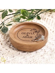 1pc Personalized Wooden Jewelry Tray, Customized Engagement, Wedding Ring Holder, Jewellery Tray, Su