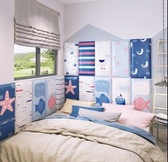 兒童防撞卡通軟墊(海洋款)20*50cm-牆圍床圍軟包貼防撞牆貼自粘靠背定制背景牆榻榻米房床頭軟包(U2492)