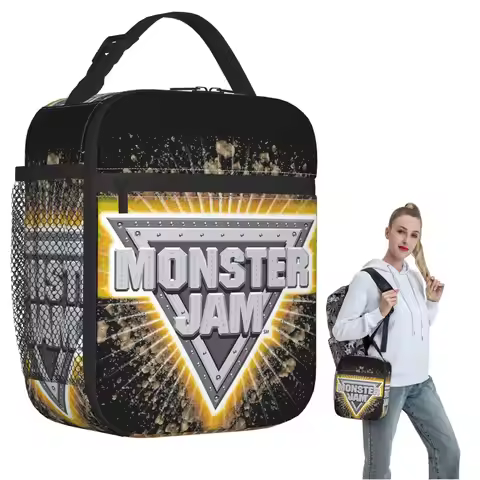 Monster Jam Insulated Lunch Bag for Women Children Portable Food Boxes Thermal Lunch Box Tote