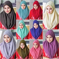 AIDIJUMA TUDUNG BAWAL PLAIN COTTON LABEL EKSKLUSIF BENANG PELANGI CANTIK MUDAH BENTUK