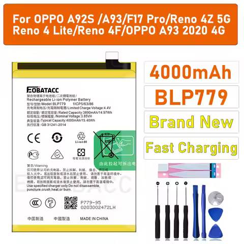 2026 Years BLP779 Battery For OPPO F17 Pro A92s / Reno 4 Lite / Reno4 Z / A93 2020 Capacity Mobile P