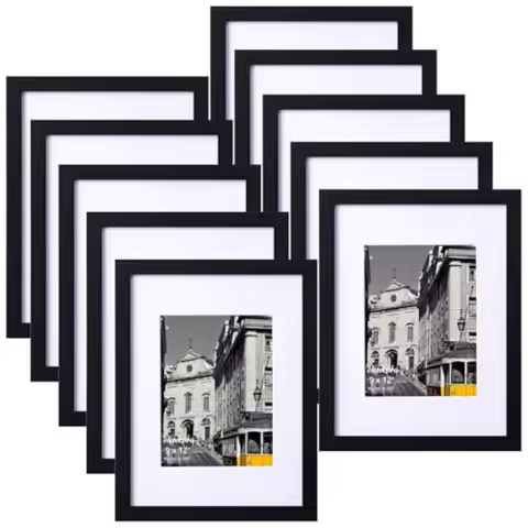 Picture Frames Set of 10 Picture Frame Collage Wall Decor Display 6x8 Photo with Mat or without Mat 