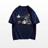 【M-8XL Anime Tom and Jerry Printed T-shirt for Men Versatile Loose Oversized Short Sleeved T-shirt f