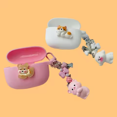 Cute dogs Cover For Xiaomi Redmi Buds 5 Pro Case with keychian Silicone earphones case Redmi Buds 5P