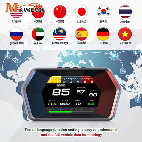P17 HUD Head Up Display Car Display OBD2 GPS On-board Computer Digital Speedometer Voltage Water&Oil