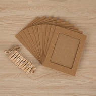 [48H Shipping] 34567Photo wall with hemp rope clips Pure black, pure white, pure kraft paper color C