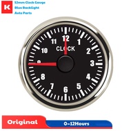 Cars Blue Backlight Clock Gauges Instrument 52mm 0-12Hours Show Clock Meters White Hourmeters Marine