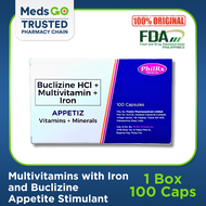 Multivitamins with Iron and Buclizine (Appetite Booster) 1 Box x 100 Tabs (Appetiz, Appetrez, Neurol
