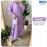 Sanso Midi Dress Katun Rayon Jumbo Motif Polkadot / Dress Midi Casual