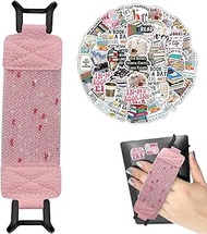 Kindle Hand Strap Holder, Elastic, PU Leather Pink Glitter Design, for 6-8 Inch Ebook Reader Device 