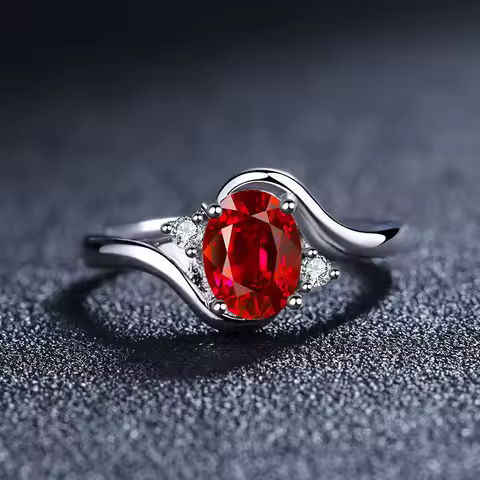 Brand new S925 sterling silver pigeon blood ruby ring, adjustable, luxurious engagement jewelry gift