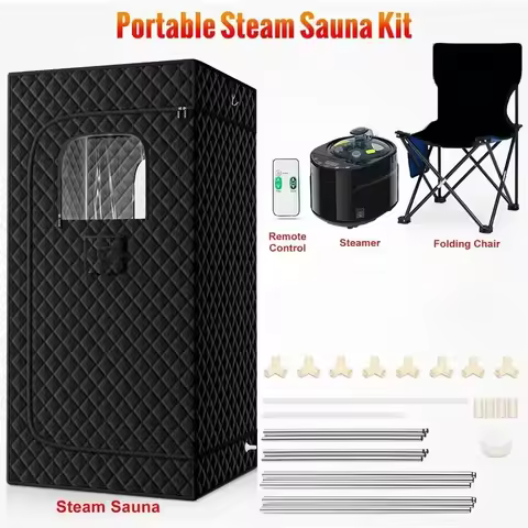 Portable Steam Sauna for Home Spa Sauna Tent Sauna Box with 1500W 3L Steamer Remote Control Height